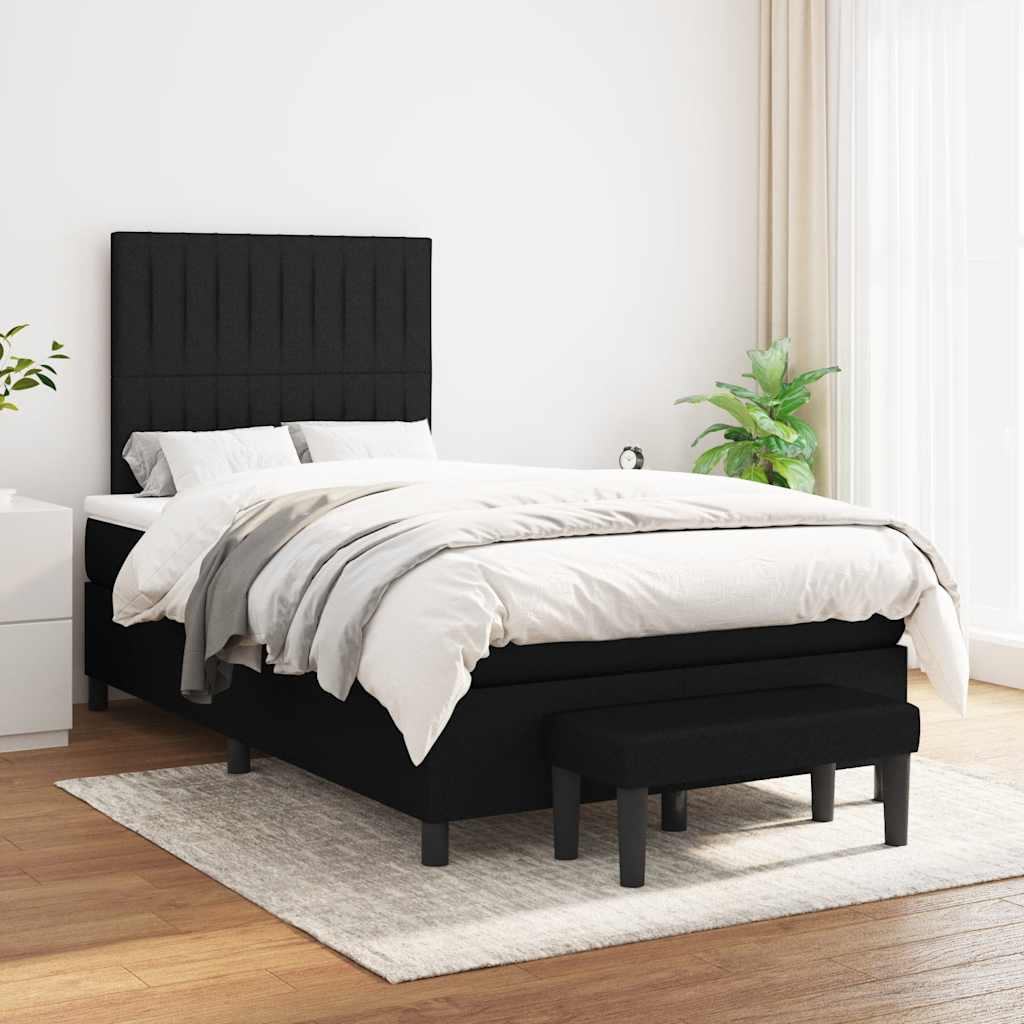kontinentalseng med madras 120x190 cm stof sort