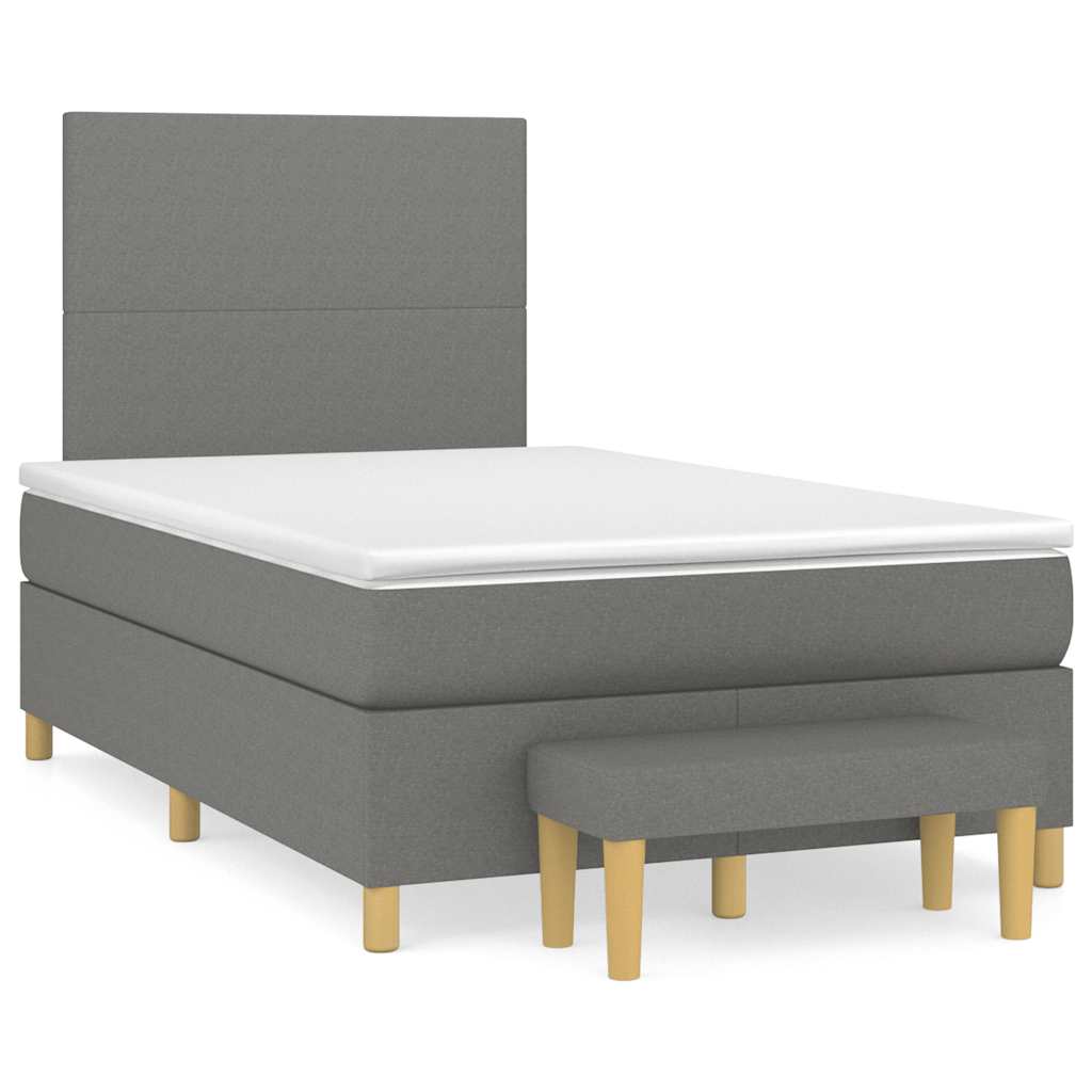 kontinentalseng med madras 120x190 cm stof mørkegrå
