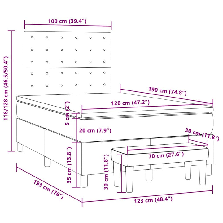 kontinentalseng med madras 120x190 cm stof sort