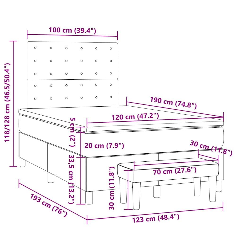 kontinentalseng med madras 120x190 cm kunstlæder sort