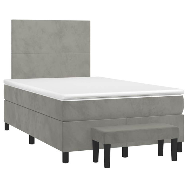 kontinentalseng med madras 120x190 cm velour lysegrå