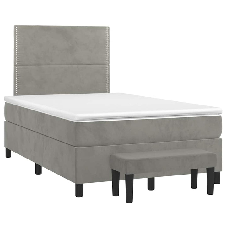 kontinentalseng med madras 120x190 cm velour lysegrå