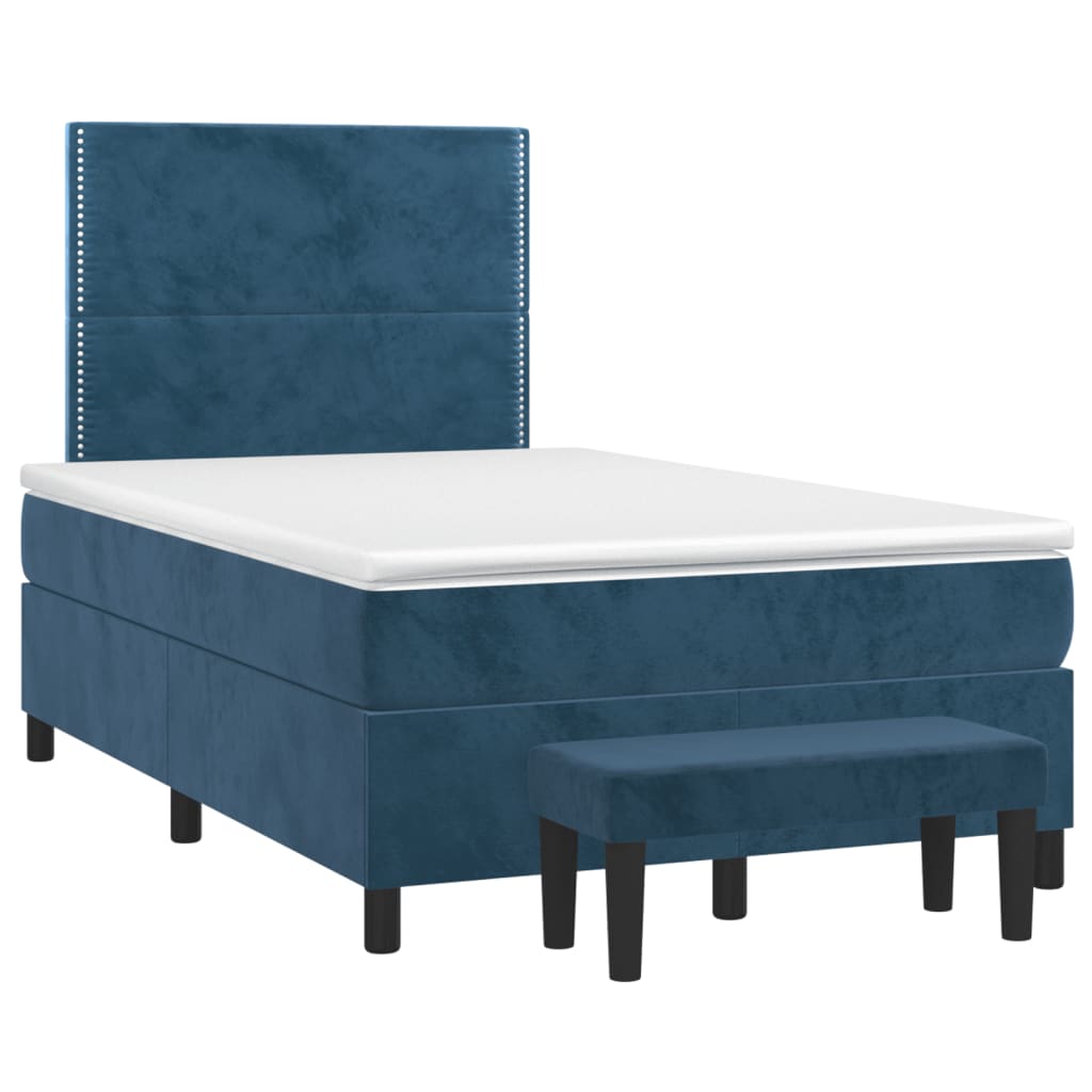 kontinentalseng med madras 120x190 cm velour mørkeblå