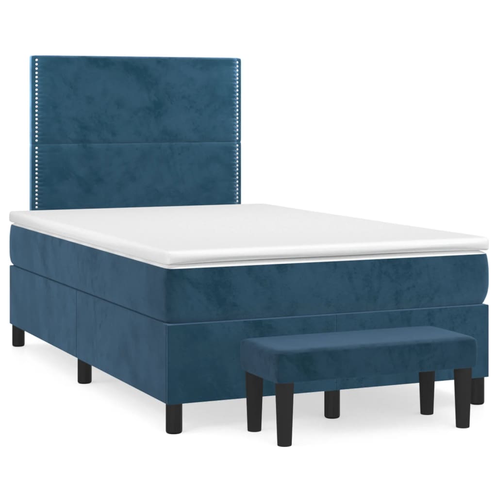 kontinentalseng med madras 120x190 cm velour mørkeblå