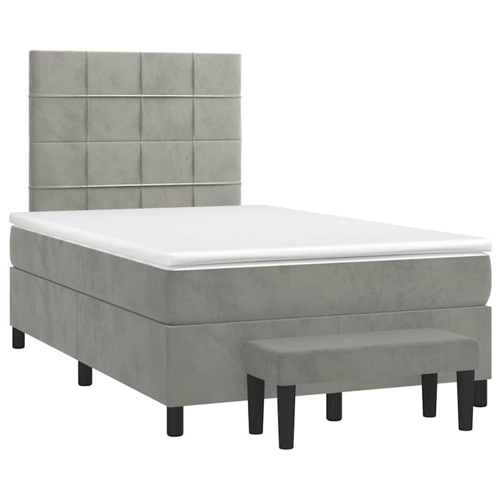 kontinentalseng med madras 120x190 cm velour lysegrå