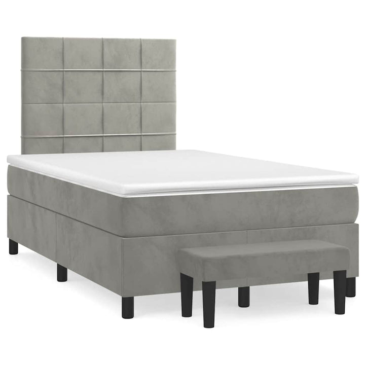 kontinentalseng med madras 120x190 cm velour lysegrå
