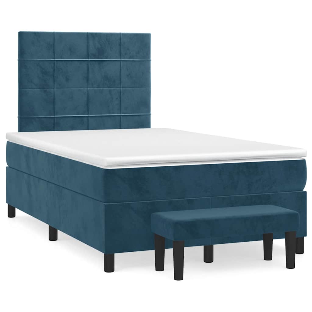 kontinentalseng med madras 120x190 cm velour mørkeblå