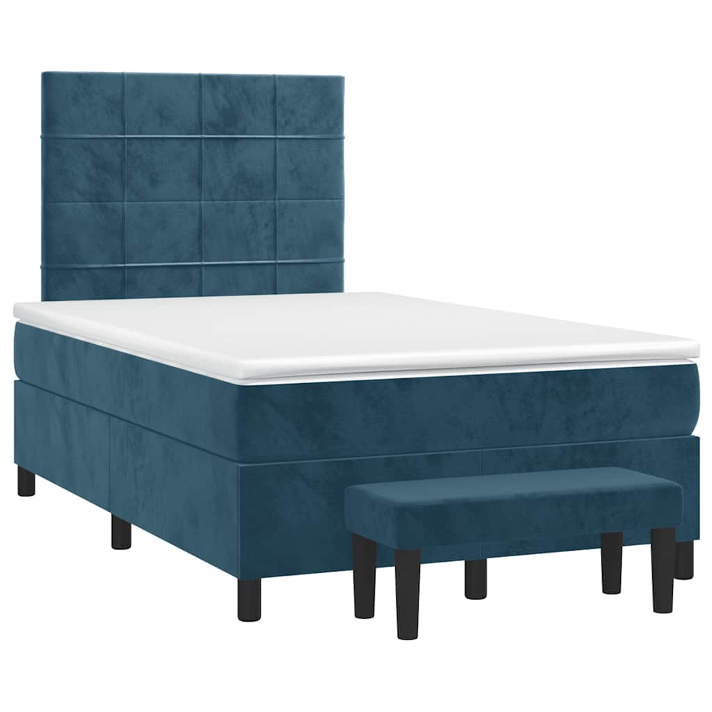 kontinentalseng med madras 120x190 cm velour mørkeblå