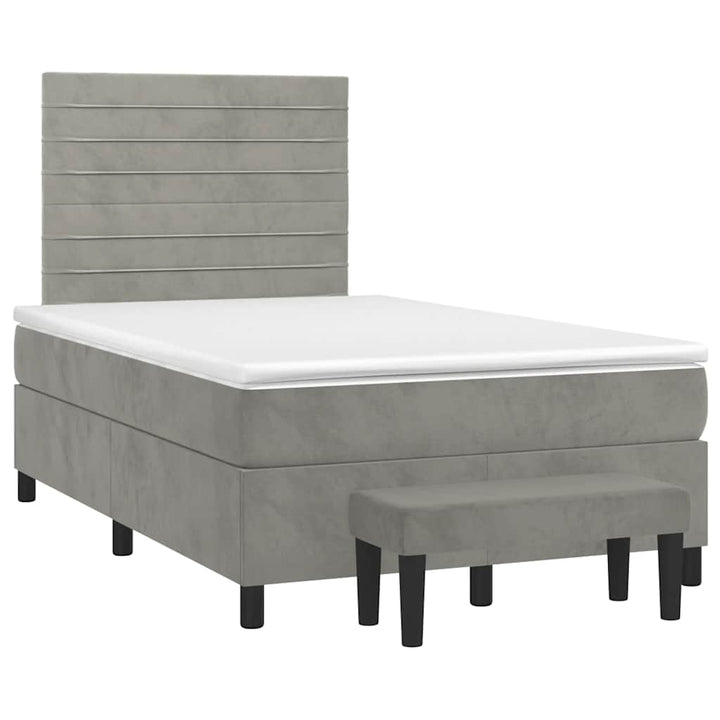 kontinentalseng med madras 120x190 cm velour lysegrå