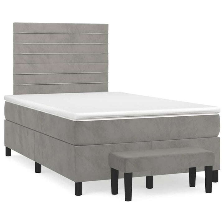 kontinentalseng med madras 120x190 cm velour lysegrå