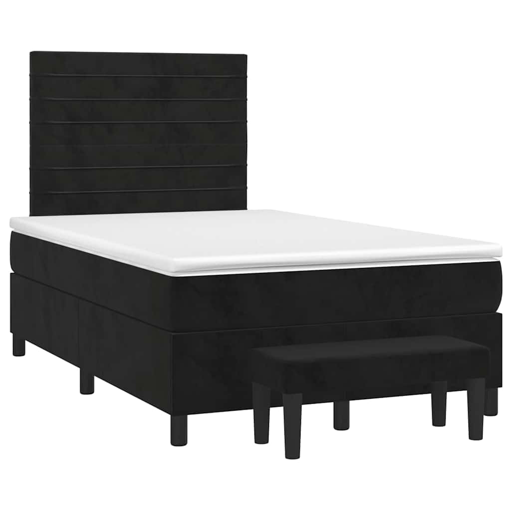kontinentalseng med madras 120x190 cm velour sort