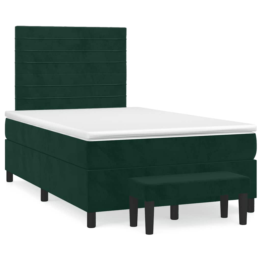 kontinentalseng med madras 120x190 cm velour mørkegrøn