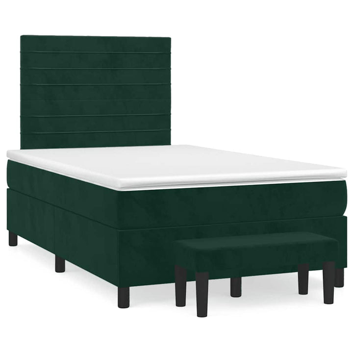 kontinentalseng med madras 120x190 cm velour mørkegrøn