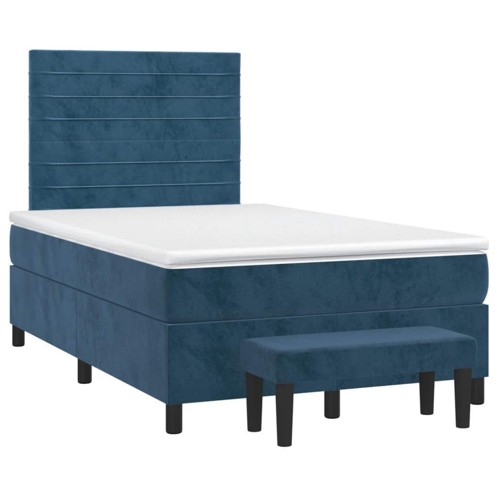 kontinentalseng med madras 120x190 cm velour mørkeblå