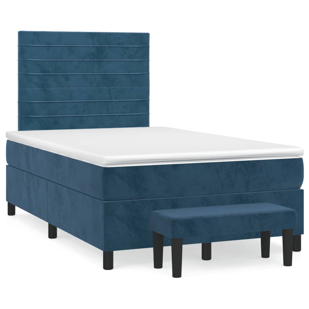 kontinentalseng med madras 120x190 cm velour mørkeblå