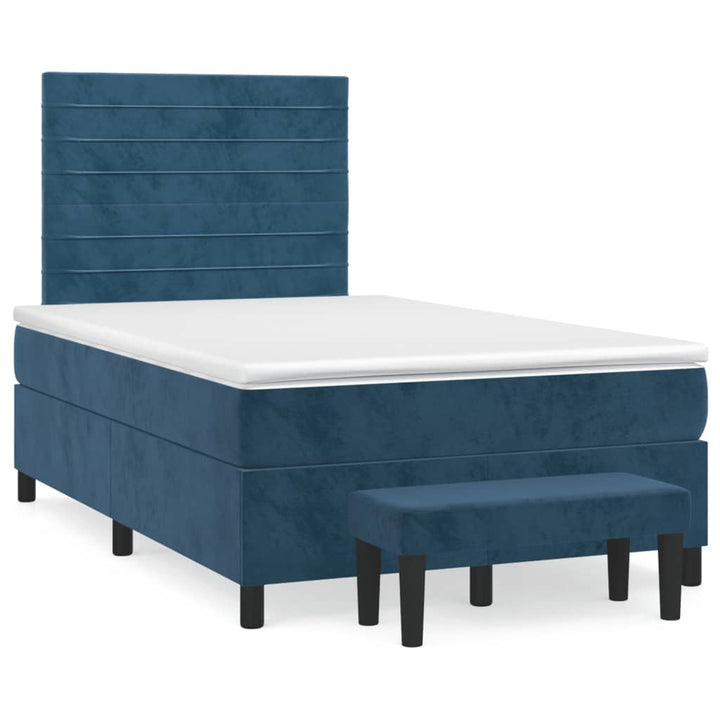 kontinentalseng med madras 120x190 cm velour mørkeblå