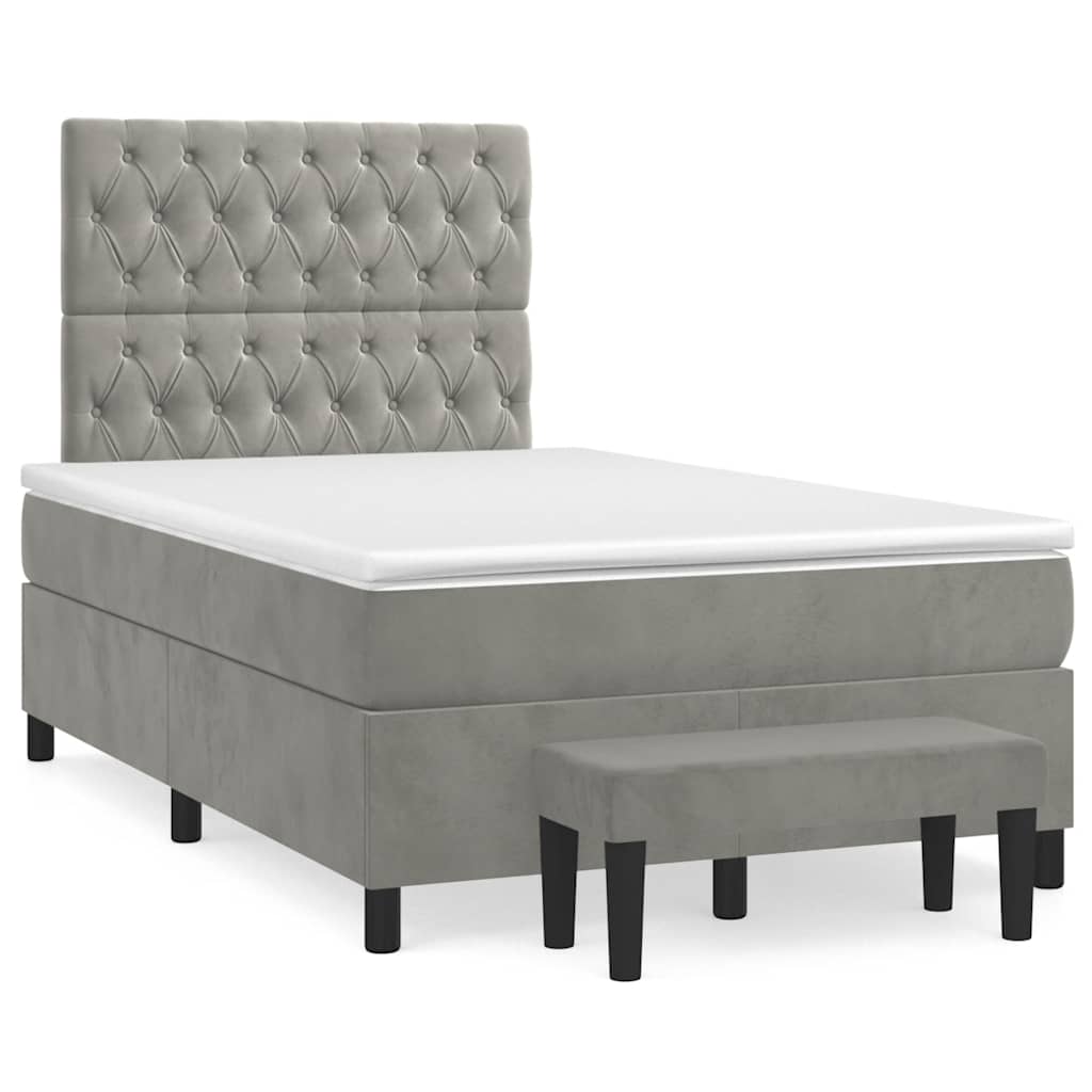 kontinentalseng med madras 120x190 cm velour lysegrå