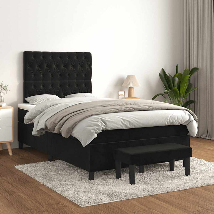 kontinentalseng med madras 120x190 cm velour sort