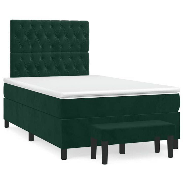 kontinentalseng med madras 120x190 cm velour mørkegrøn