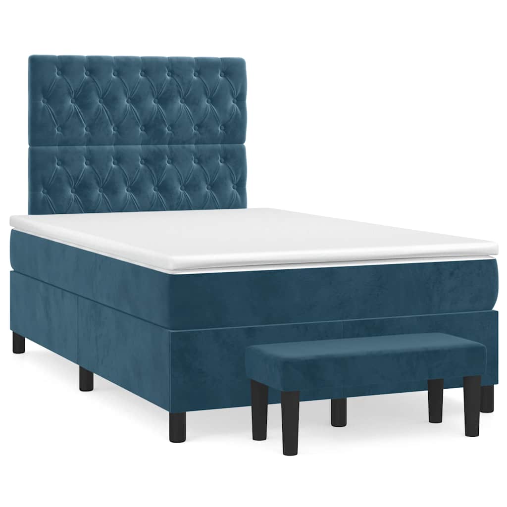 kontinentalseng med madras 120x190 cm velour mørkeblå