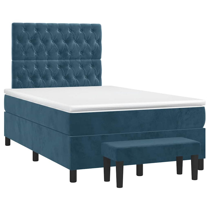 kontinentalseng med madras 120x190 cm velour mørkeblå
