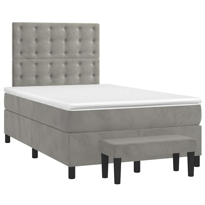 kontinentalseng med madras 120x190 cm velour lysegrå