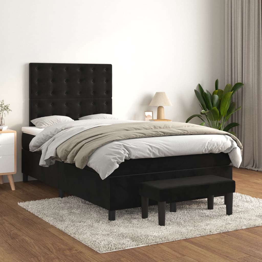 kontinentalseng med madras 120x190 cm velour sort