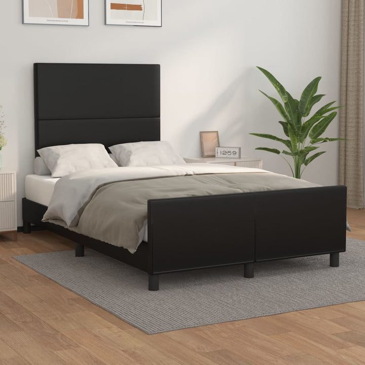 sengeramme uden madras 120x190 cm kunstlæder enkeltseng sort