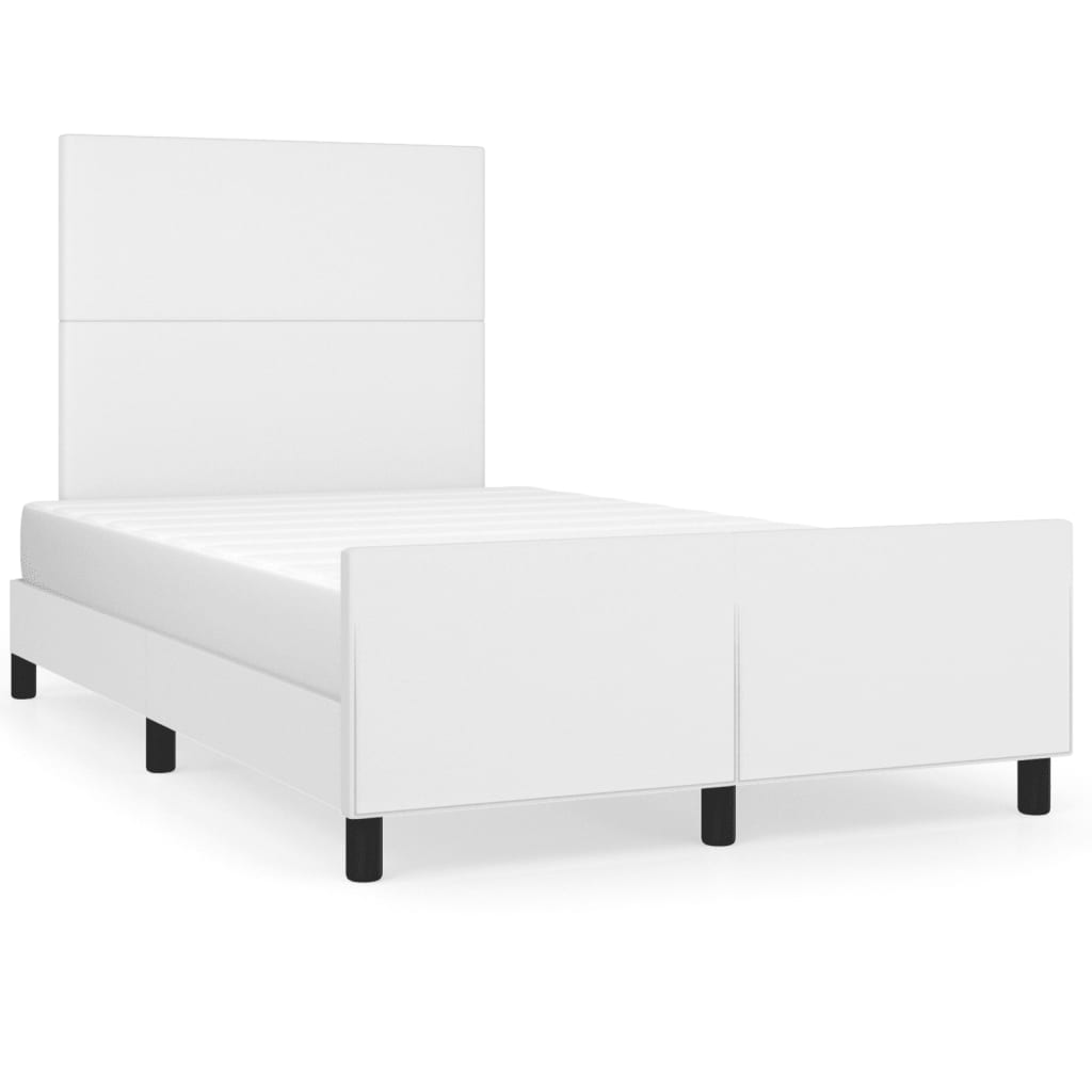 sengeramme uden madras 120x190 cm kunstlæder enkeltseng hvid