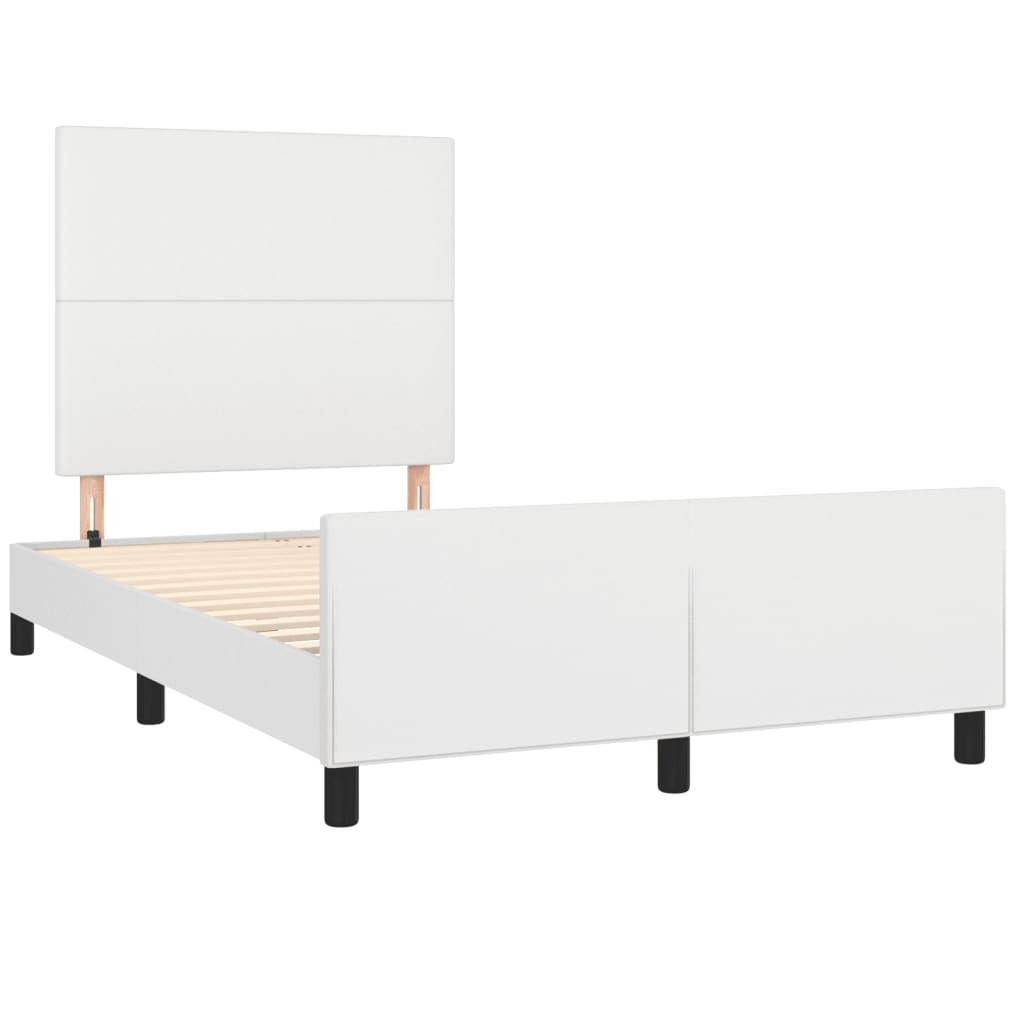 sengeramme uden madras 120x190 cm kunstlæder enkeltseng hvid