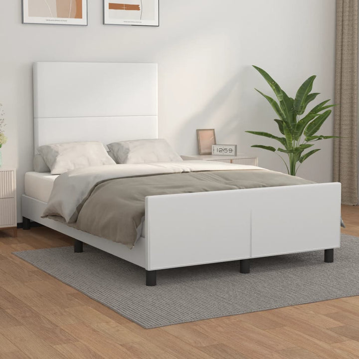 sengeramme uden madras 120x190 cm kunstlæder enkeltseng hvid