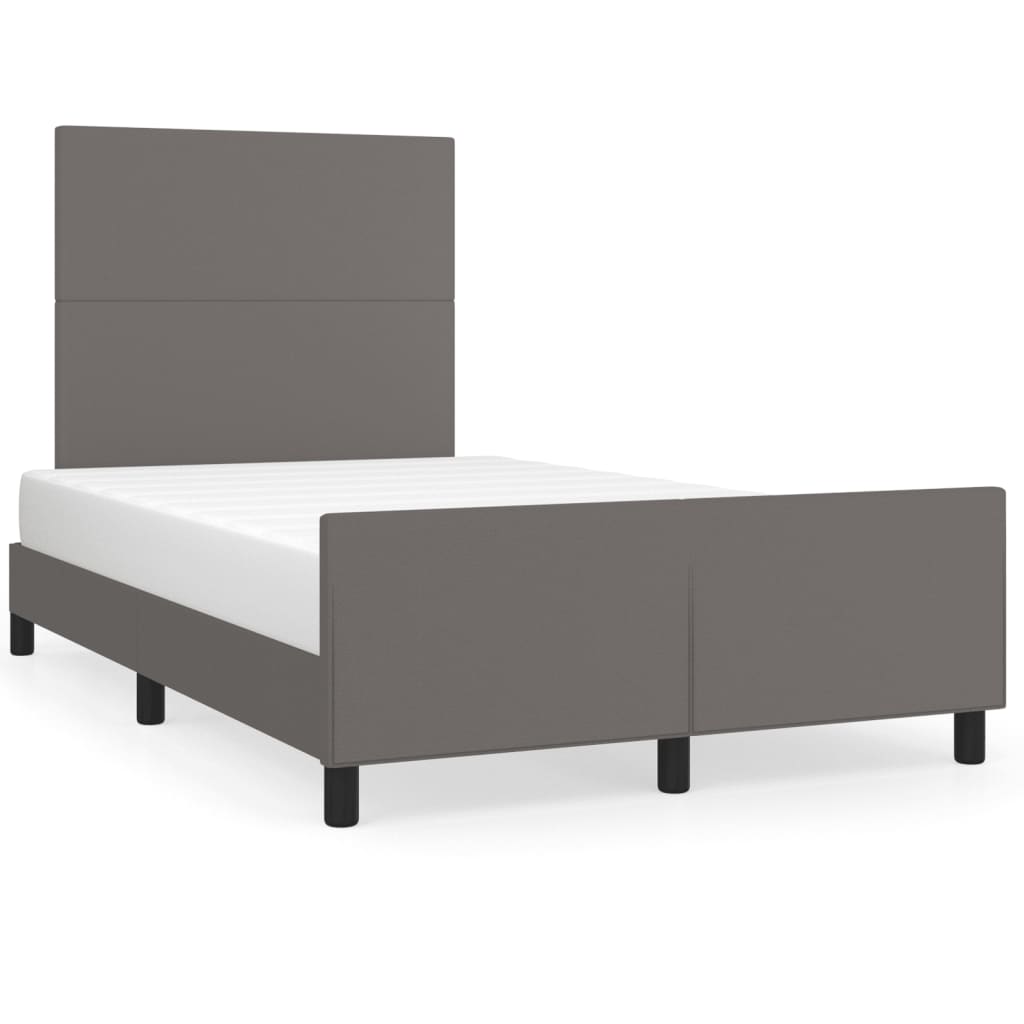 sengeramme uden madras 120x190 cm kunstlæder enkeltseng grå