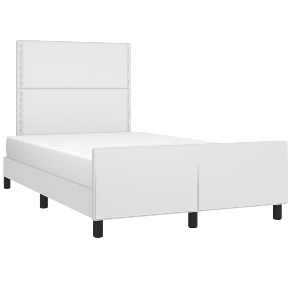 sengeramme uden madras 120x190 cm kunstlæder enkeltseng hvid