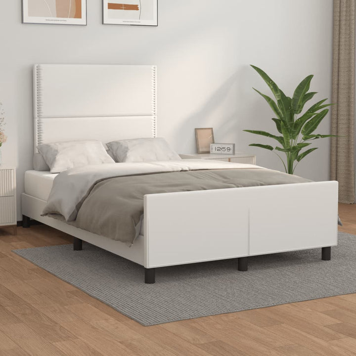 sengeramme uden madras 120x190 cm kunstlæder enkeltseng hvid