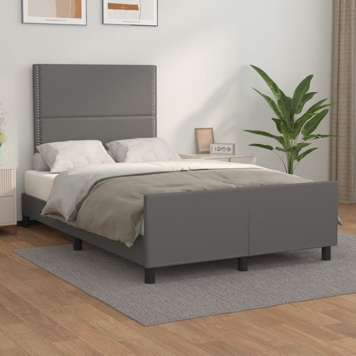 sengeramme uden madras 120x190 cm kunstlæder enkeltseng grå