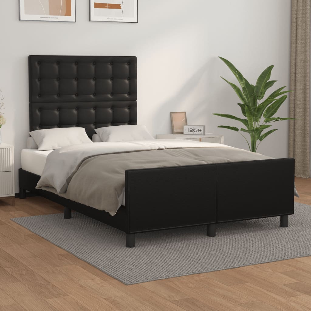 sengeramme uden madras 120x190 cm kunstlæder enkeltseng sort