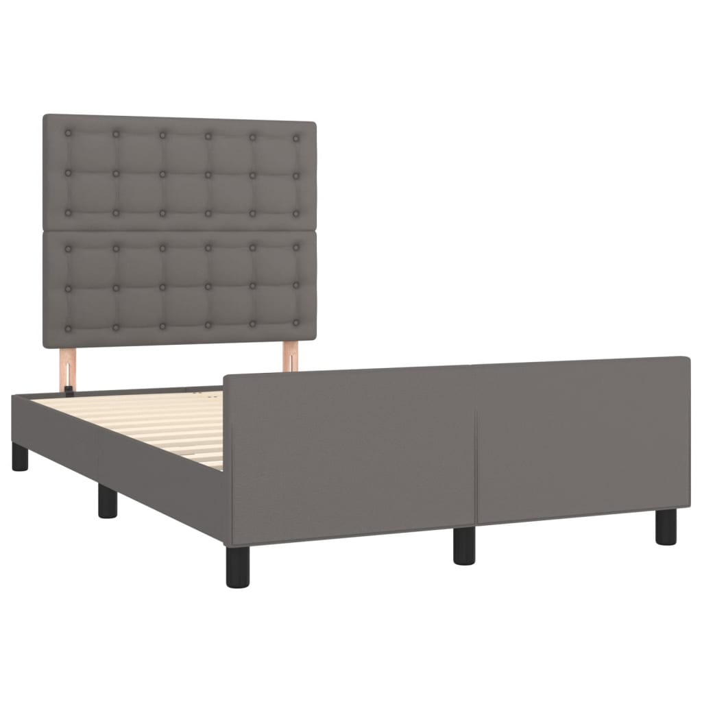 sengeramme uden madras 120x190 cm kunstlæder enkeltseng grå