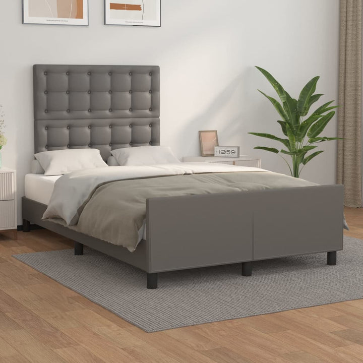 sengeramme uden madras 120x190 cm kunstlæder enkeltseng grå