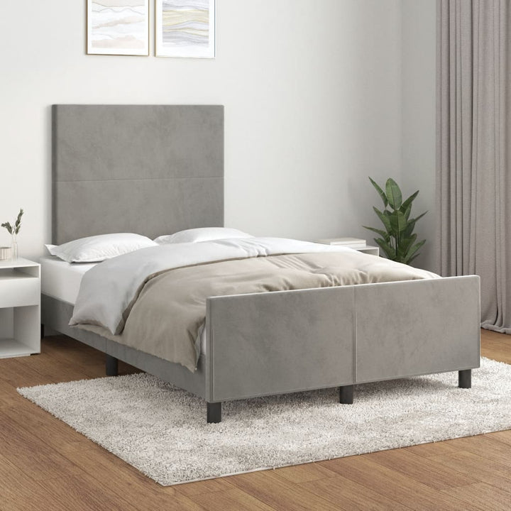 sengeramme uden madras 120x190 cm fløjl enkeltseng lysegrå
