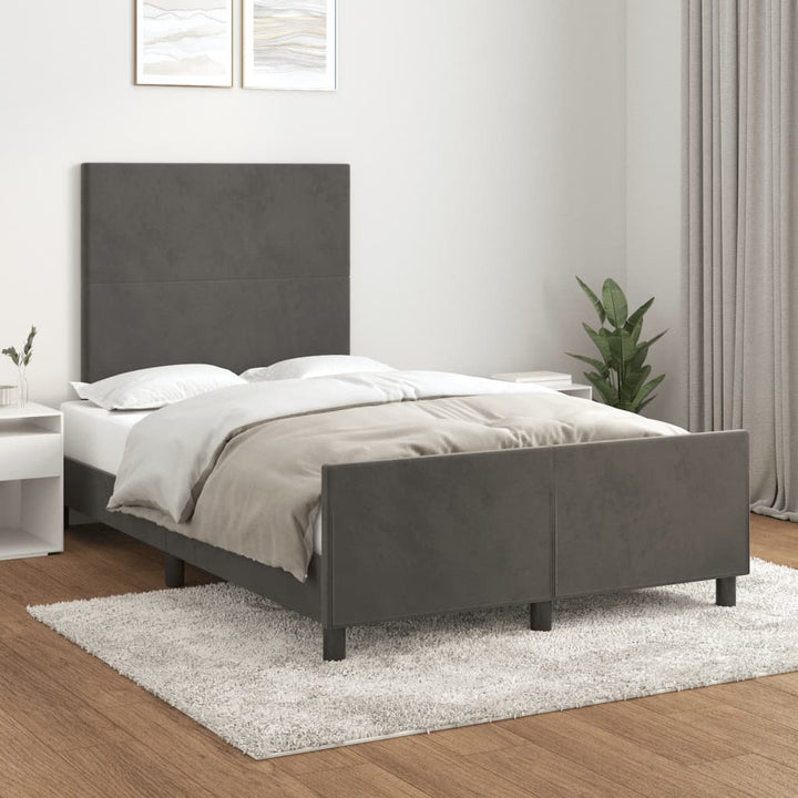sengeramme uden madras 120x190 cm fløjl enkeltseng mørkegrå