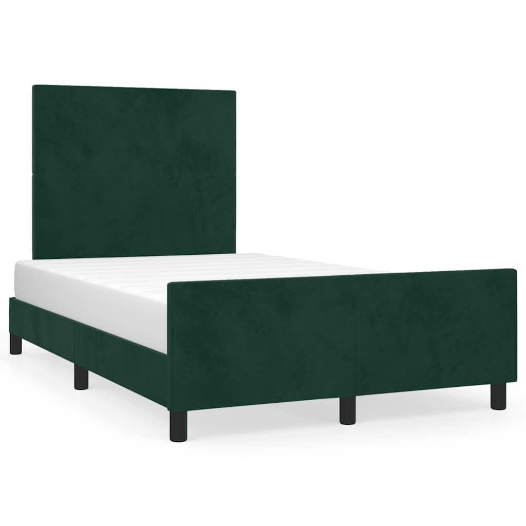 sengeramme uden madras 120x190 cm fløjl mørkegrøn