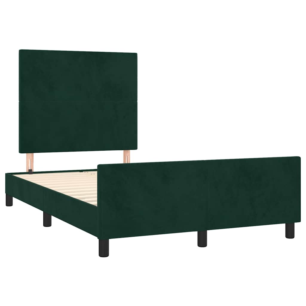 sengeramme uden madras 120x190 cm fløjl mørkegrøn