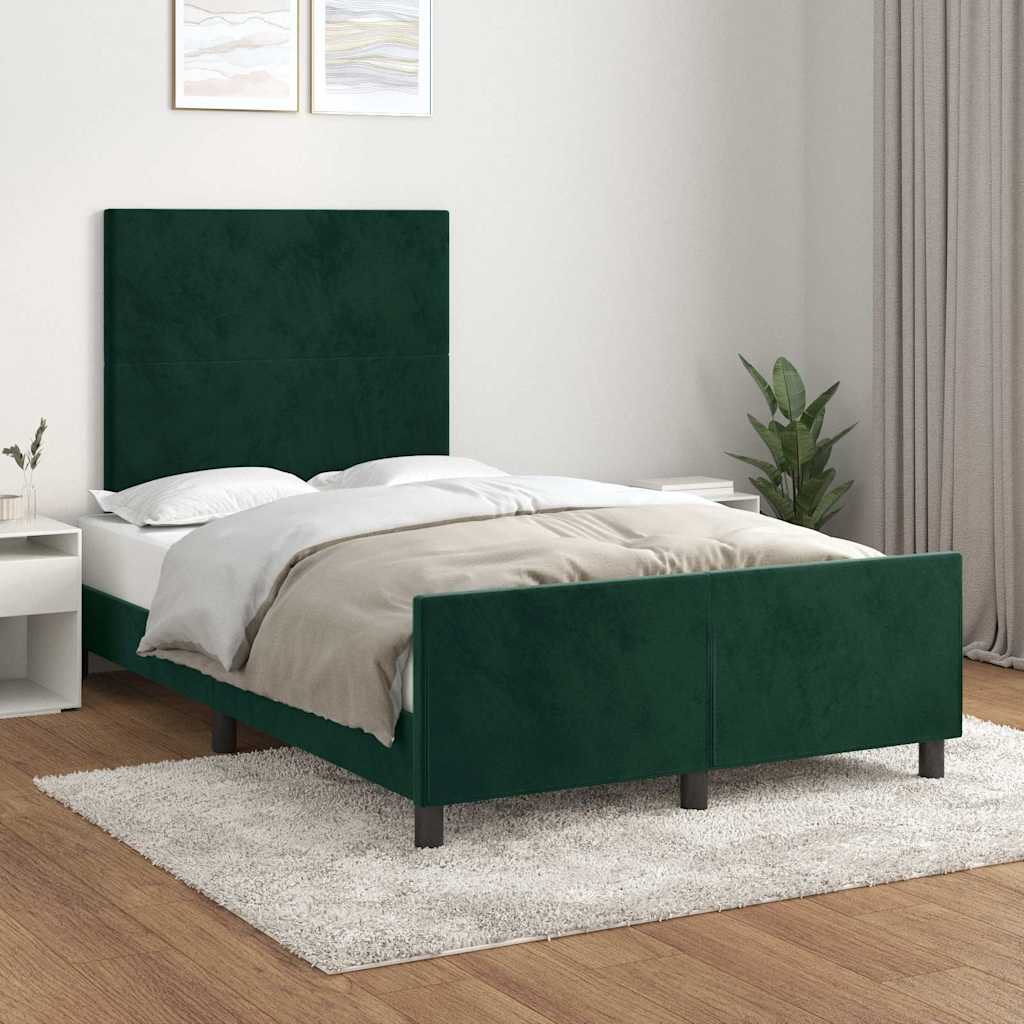 sengeramme uden madras 120x190 cm fløjl mørkegrøn