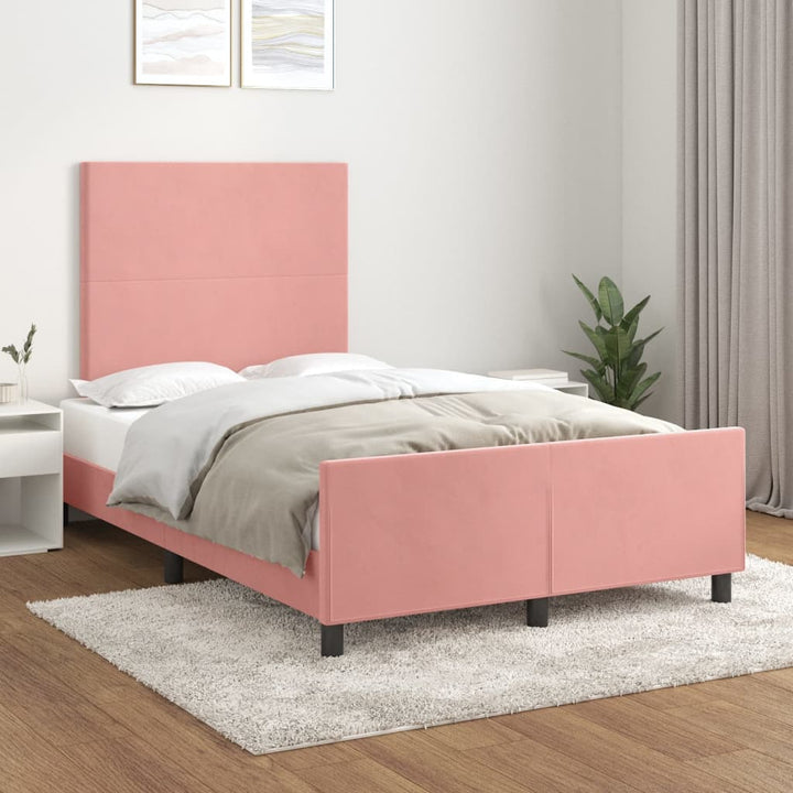 sengeramme uden madras 120x190 cm fløjl lyserød