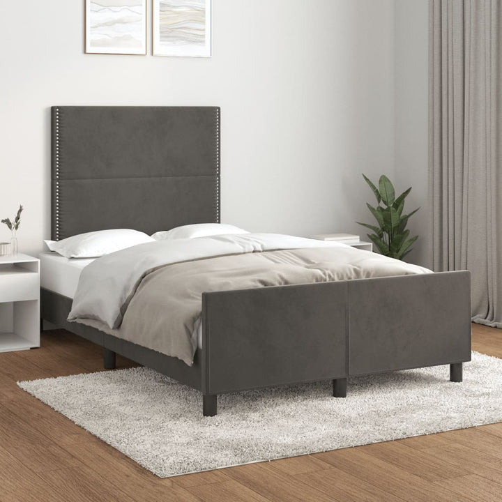 sengeramme uden madras 120x190 cm fløjl enkeltseng mørkegrå