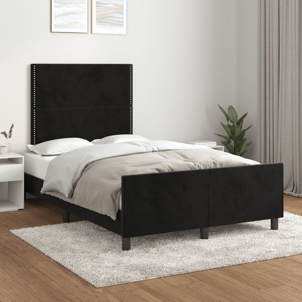 sengeramme uden madras 120x190 cm fløjl enkeltseng sort