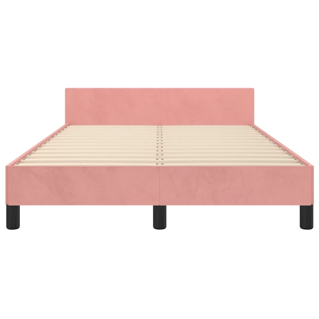 sengeramme uden madras 120x190 cm fløjl lyserød