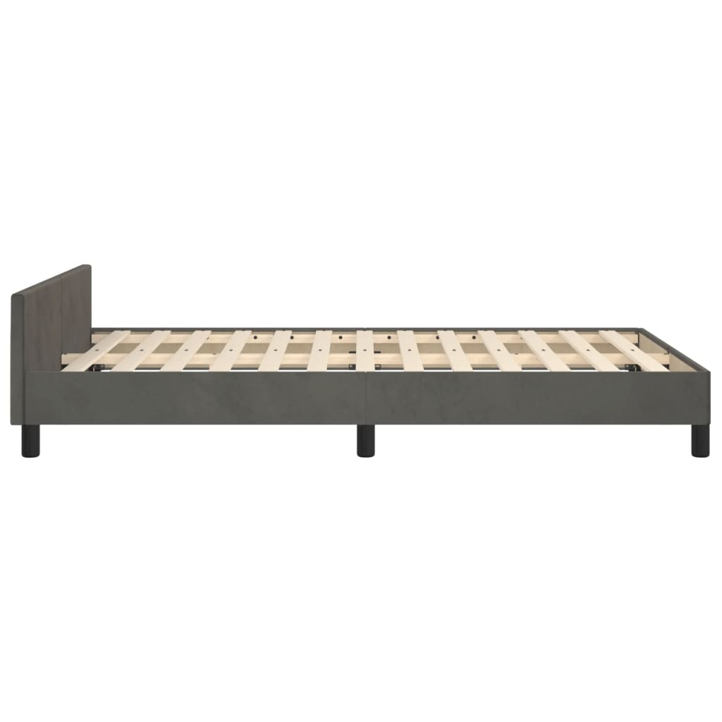 sengeramme uden madras 120x190 cm fløjl enkeltseng mørkegrå