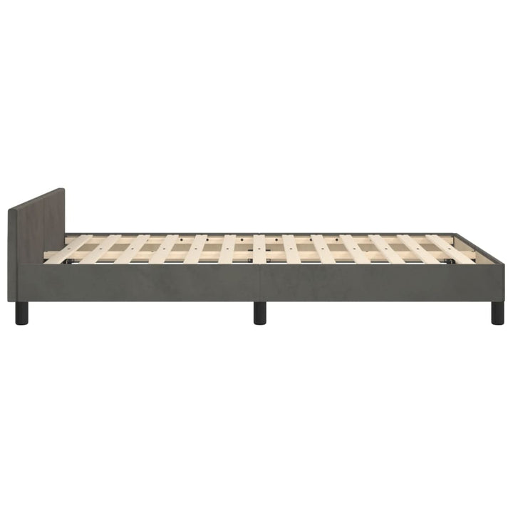 sengeramme uden madras 120x190 cm fløjl enkeltseng mørkegrå