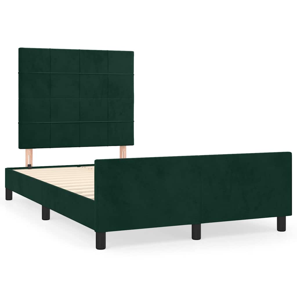 sengeramme uden madras 120x190 cm fløjl mørkegrøn